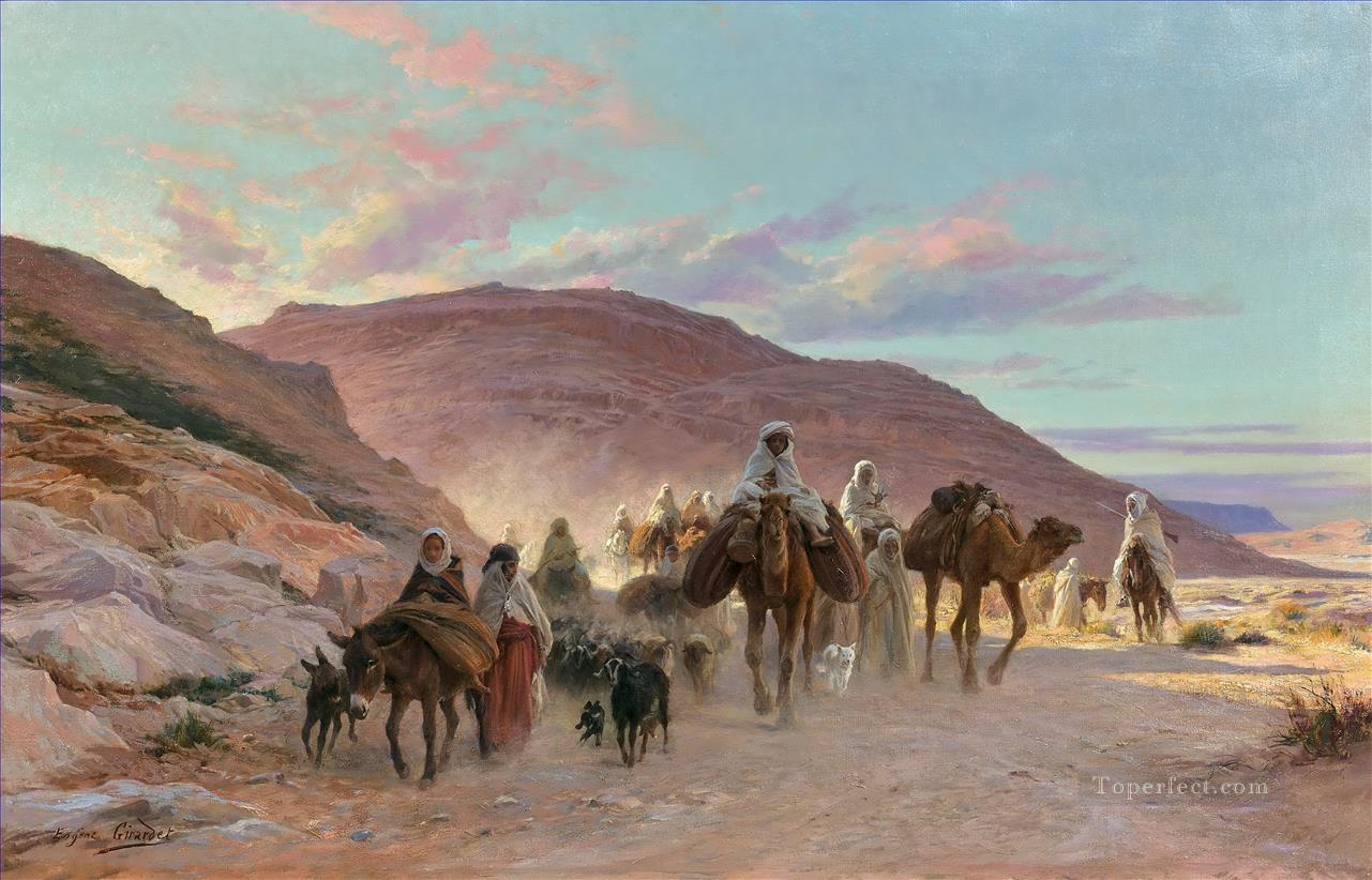UNA CARAVANA DEL DESIERTO Una caravana en el desierto Eugene Girardet Araber Pintura al óleo